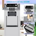 thumbnail image 2 of Commercial Ice Cream Maker, 3 Flavors, 20-28L/H Yield, LCD Panel, Auto Clean, 2200W Countertop Soft Serve Machine w/ 2x7L Hopper, Frozen Yogurt Maker for Restaurant Snack Bar, 2 of 6
