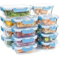 thumbnail image 1 of GFDYREE 16 Pack Glass Food Storage Containers with Lids Leakproof, Airtight Glass Meal Prep Containers For Lunch, On The Go, Leftover, Dishwasher Safe, 1 of 5