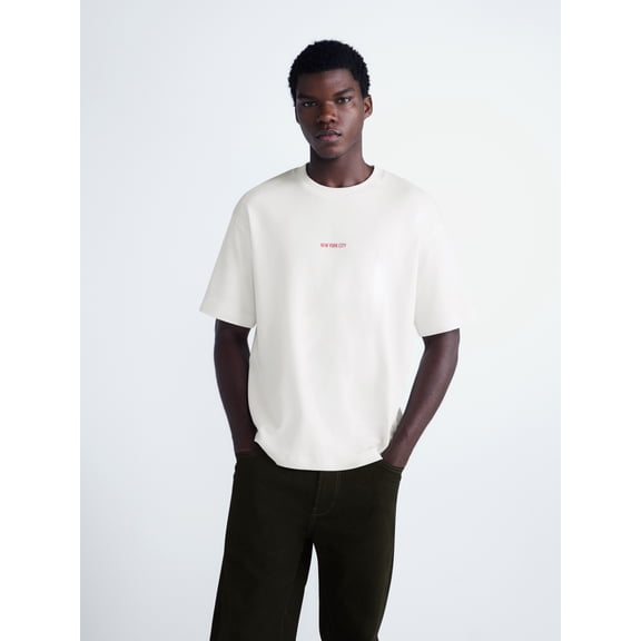 Free Assembly Men's NYC Front Back Graphic Cotton Tee with Short Sleeves, Sizes XS-XL