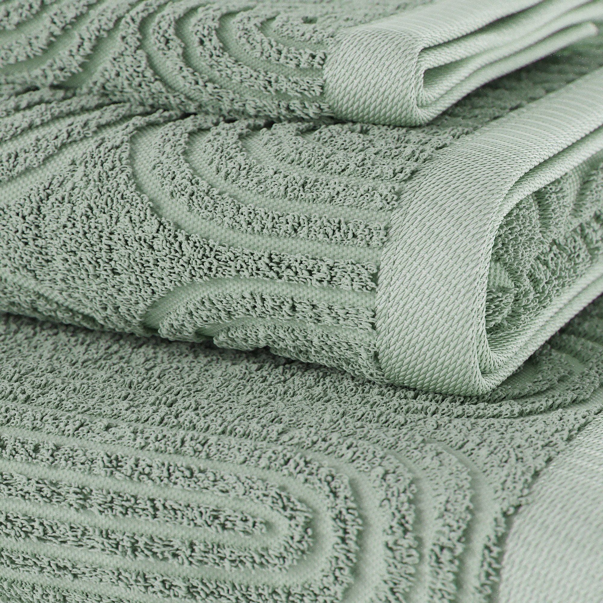Beautiful by Drew Barrymore 6-Piece Towel Set, Soft 100% Cotton, Sage Green
