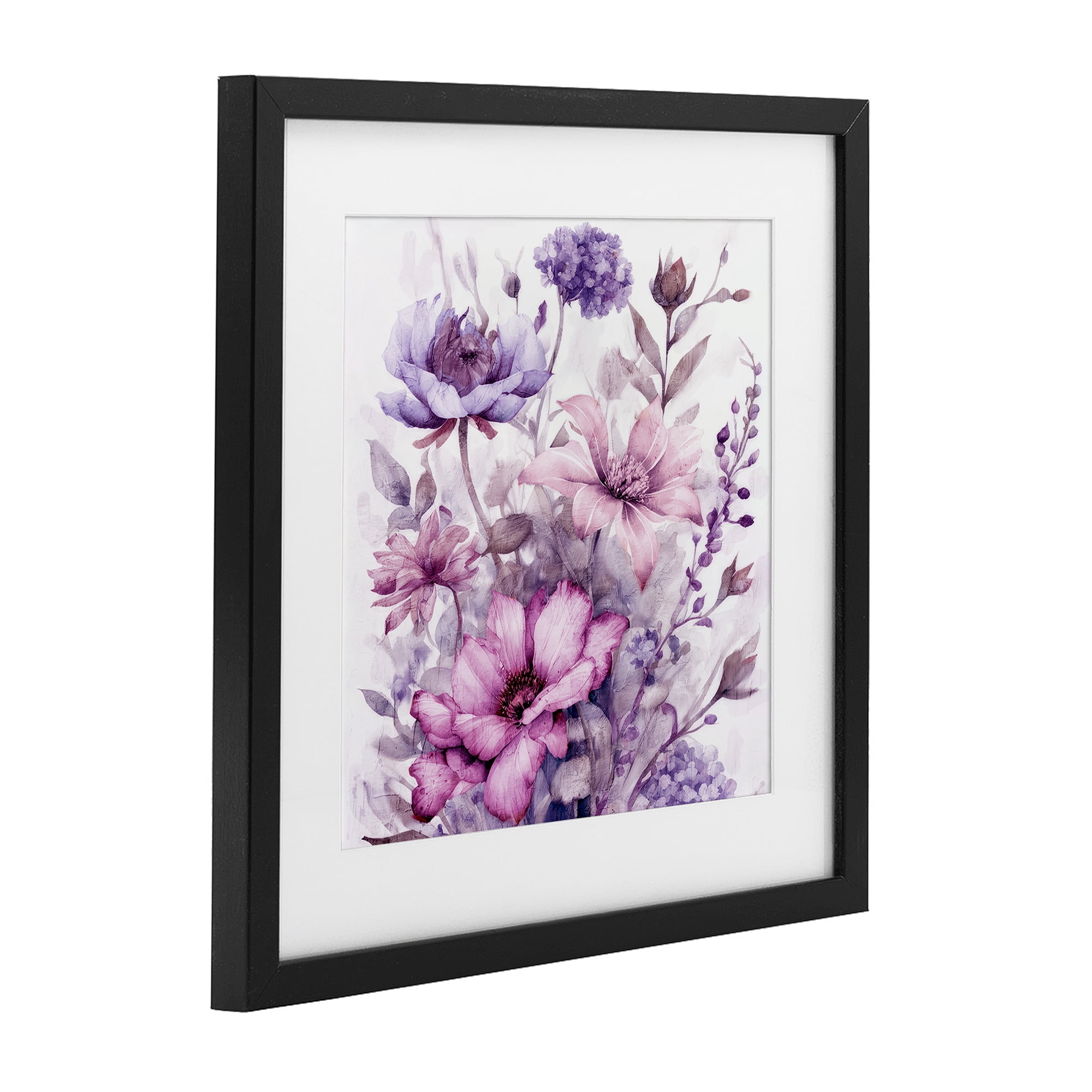 Stupell Industries Purple & Blush Florals Black Framed Print Under Glass, design by Kim Allen