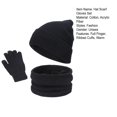 thumbnail image 7 of Naierhg Beanie 3Pcs/Set Ear Letter Print Thickened Fleece Lined Hat Scarf Gloves Set Unisex Winter Solid Color Knitted Beanie Hat Neckerchief GlovesBlack, 7 of 7
