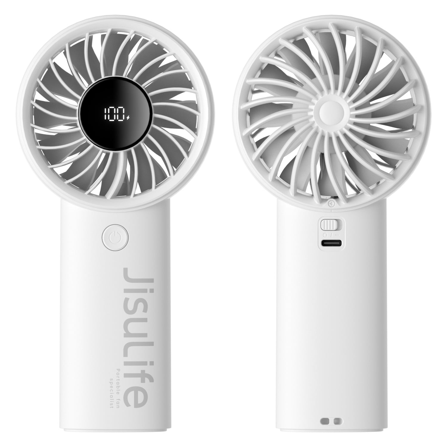 JISULIFE Handheld Fan With LED Display and 3600mAh Battery, Gray, Life4