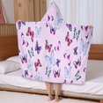 thumbnail image 5 of Pink Butterfly Pattern Hooded Bath Towel，50"x30" for Ages 3 To 12 Kids, Quick Dry Lightweight Soft Microfiber Hood Beach Towel Cover Up for Kids, 5 of 7
