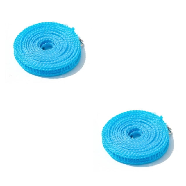 Inteprter Tendedero tipo valla para acampar, cuerda de , tendedero portátil, edredón antideslizante, cuerda de ventilación, perchas para Azul 10m 2Conjunto