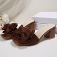 thumbnail image 4 of ZACPNCV Womens High Heel Mules Square Toe Block Heel Sandals Bow Embellishment Open Toe Dressy Slippers Party Shoes, 4 of 9