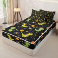 thumbnail image 2 of Erosebridal Cartoon Cute Dino Zipper Twin Comforter Sets with Fitted Sheet and 2 Pillowcases,Kawaii Dinosaur Astronaut Zipper Bedding Set For Boys,Black Reversible,4 Pieces, 2 of 7