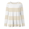thumbnail image 4 of Ulanda Girl's Long Sleeve T-Shirts Striped Girls Classic Cotton Blend Crewneck Tee Kids Stripes Shirt Soft Everyday Basic Top (Beige, 9-10 Years), 4 of 7