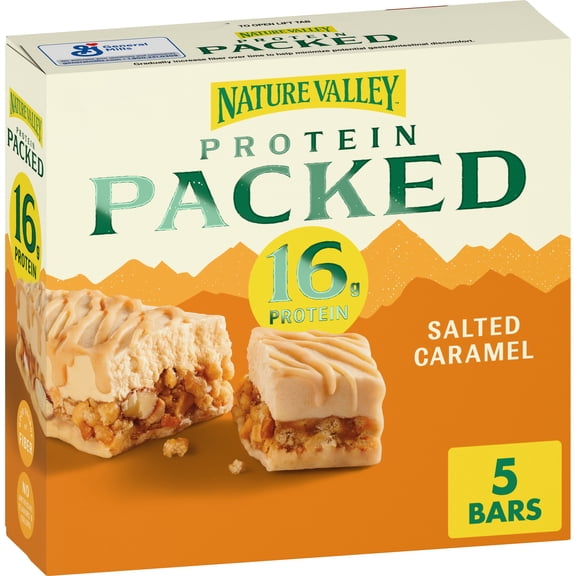 Nature Valley Protein Packed Salted Caramel Bars, 16g Protein, 5 Count, 8.85 oz
