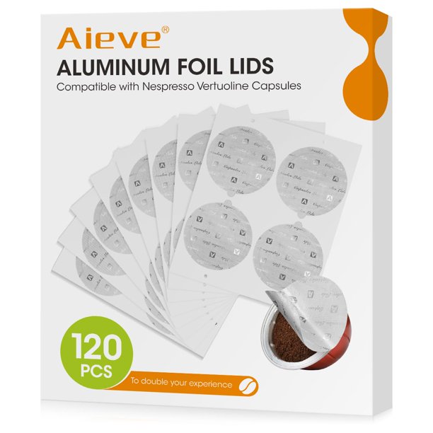 Tapas selladas de papel de aluminio, 120 unidades, para cápsulas Nespresso reutilizables