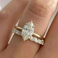 thumbnail image 2 of 3Ct Marquise Simulated Diamond Wedding Bridal Ring Set In 14K Yellow Gold Plated, 2 of 4