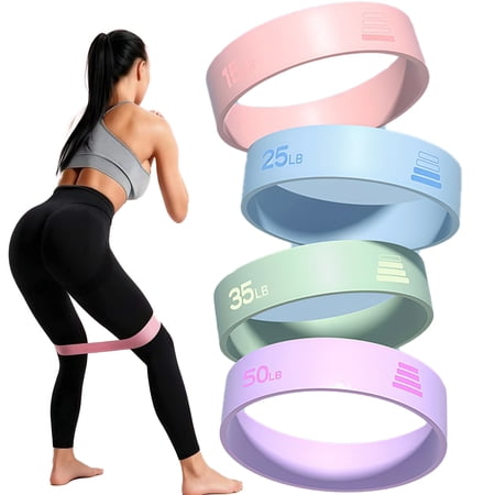 AlmosTen 4Pack Resistance Bands,Exercise Bands for Physical Therapy,Pilates,Strength Training Booty Elastic Workout Bands Stretch Resistance Bands Exercise Bands for Legs and Butt,Working Out,Women