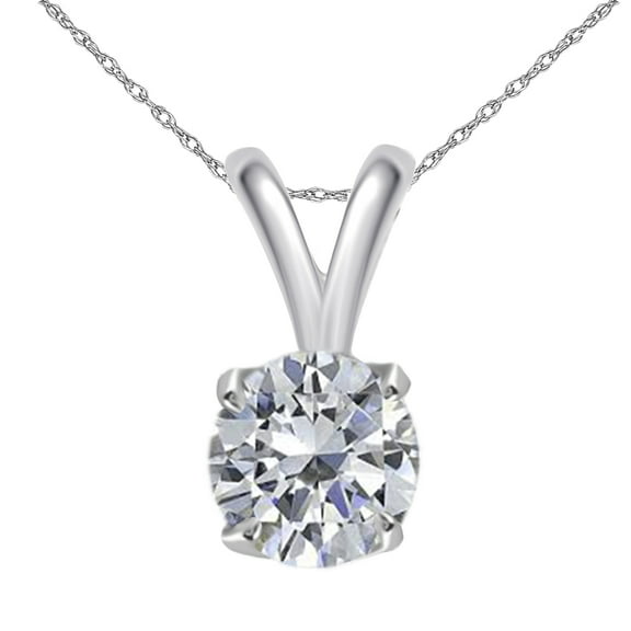 Aonejewelry 0.25 CT Round White Diamond Solitaire Pendant In 14K Gold