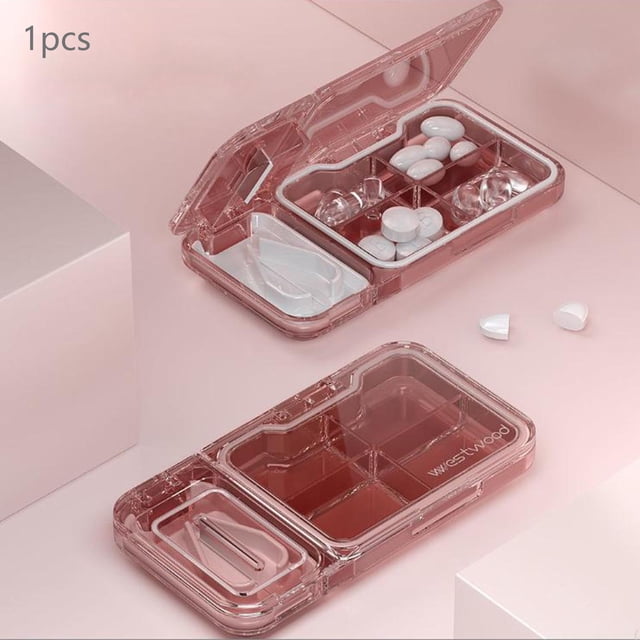 Dispensador de cajas de medicamentos, de soporte de tableta de caja de píldora iaje portátil,Caja de almacenamiento de medicamentos Contenedor organizador de Rojo Baoblaze Dispensador de cajas de medicamentos