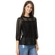 thumbnail image 5 of INSPIRE CHIC Blusa Con Cuello Con Volantes Para Mujer, Blusas Transparentes De Encaje Con Mangas 3/4 Negro S, 5 of 6