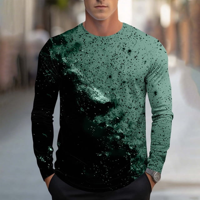 Blusas y camisas de manga larga con cuello redondo, moda casual para hombre, estampado deportivo, blusas de manga larga con cuello redondo, camisas para hombre, blusa de poliéster