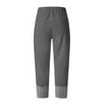 thumbnail image 7 of Miluxas Women's Gingham Trim Wide Leg Pants Elastic High Waist Loose Fit Casual Cropped Pants with Pockets Summer Work Casual Trousers Gray, 7 of 7