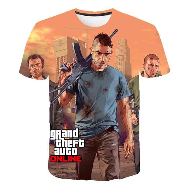 Niños Grand Theft Auto Camisetas Ropa Niños Niños Niñas Juego GTA 5 Camisetas Ropa Niños Verano Nuevas camisetas Tops Disfraces12M Gao Jinjia LED
