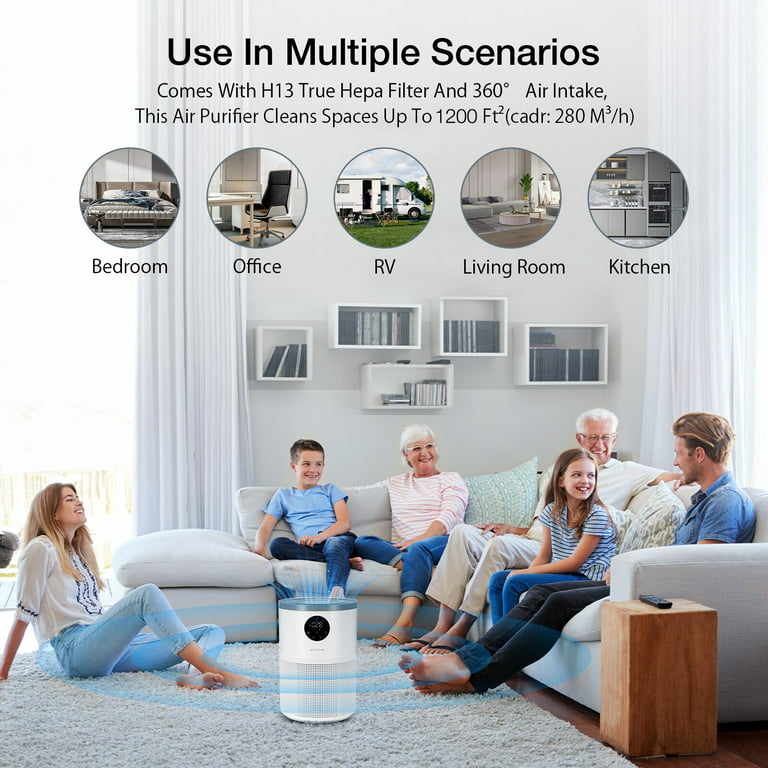 LEVOIT Air Purifiers for Home, HEPA Filter for Smoke, Dust and Pollen in  Bedroom, Ozone Free, Filtration System Odor Eliminators for Office with  Optional Night Light, 1 Pack, White : Home & Kitchen 