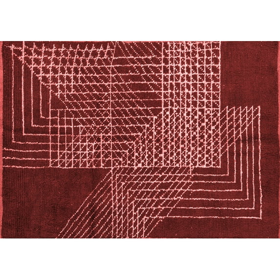 Ahgly Company Indoor Rectangle Abstract Red Modern Area Rugs, 3' x 5'