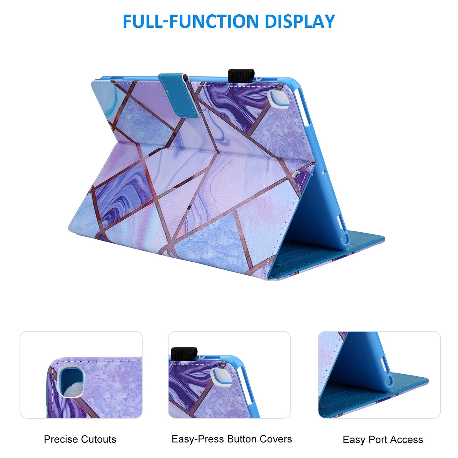 iPad 9.7 6th 5th Case, iPad 9.7 Case with Pencil Holder, Allytech PU Leather Slim Shockproof Auto Sleep Wake Kickstand TPU Back Cover Casef for Apple iPad 9.7 2018/2017, iPad Air 1 2,Purple Marble