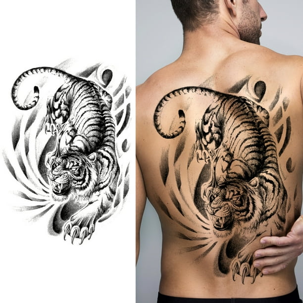 Tatuaje De Espalda Completa Pegatina Gran 3D impermeable tatuaje Animal arte pegatinas Kit moda para niños niñas maquillaje Wdftyju Libre de BPA