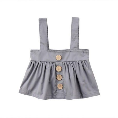 Baby Girls Lovely Strap Skirt Infant Kids Button Decorate Suspender Dress Outfits Summer Casual Clothes