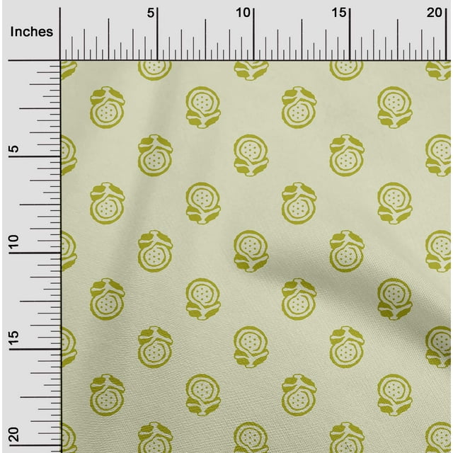 oneOone Polyester Lycra Lime Green Fabric Ethnic Block Fabric For Sewing Printed Craft Fabric By The Yard 56 Inch Wide