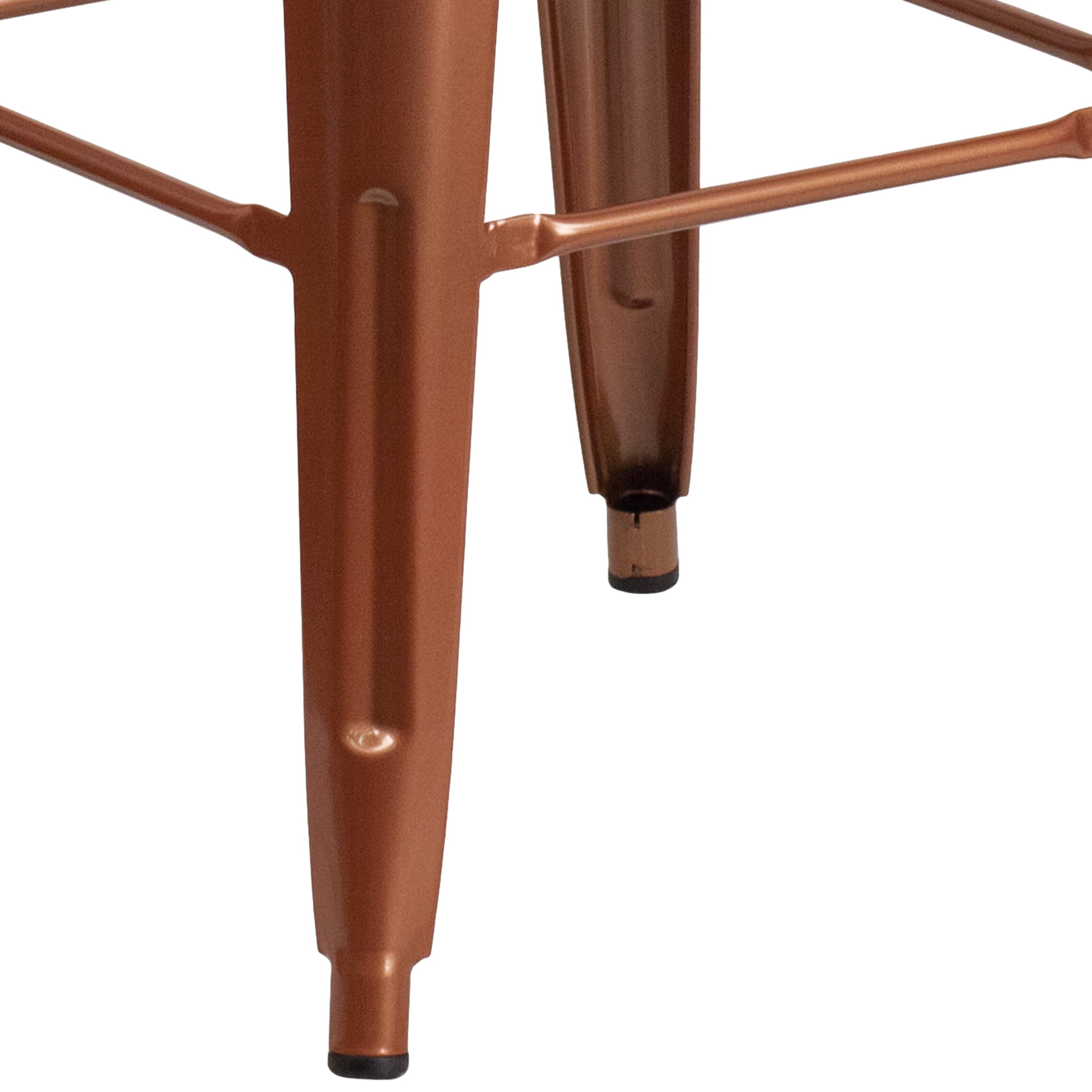 Merrick Lane Copper 30" High Backless Metal Bar Height Stool with Square Seat for Indoor-Outdoor Use