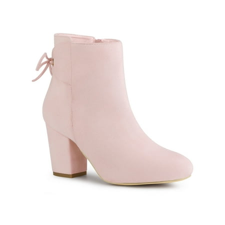 

Allegra K Women s Block Heel Lace Up Back Ankle Boots