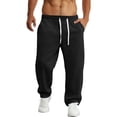 thumbnail image 5 of Men's Straight Leg Sweatpants Casual Wide Leg Joggers with Soft Drape for Gym Workout and Lounge Black L, 5 of 5