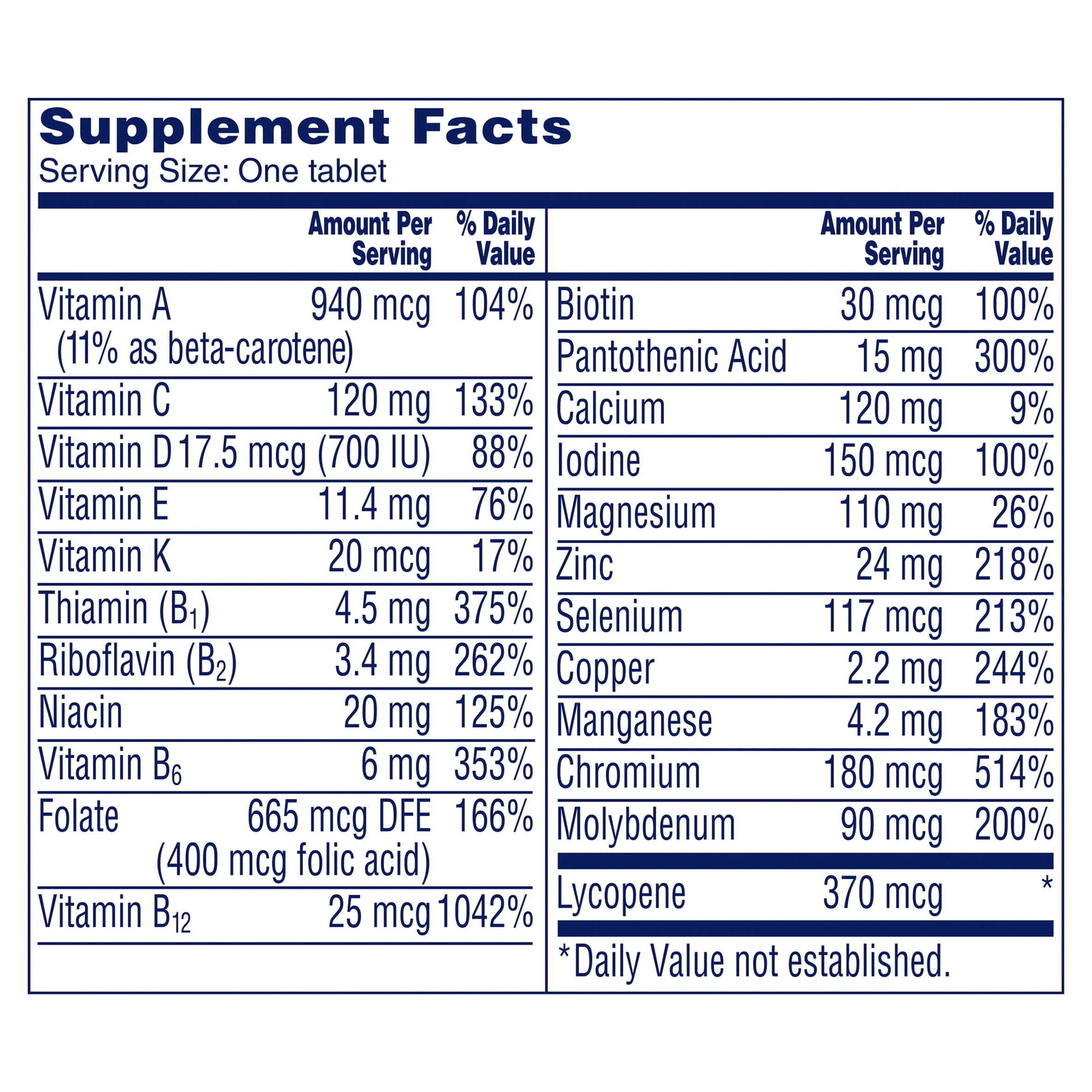 One A Day Triple Immune Support Complete Multivitamin, 100 Count