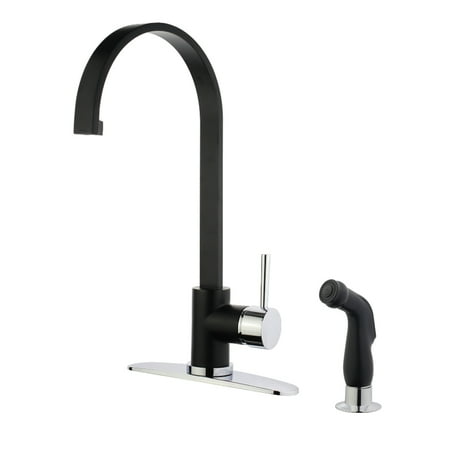 Gourmetier LS8717DLSP Concord Single-Handle Kitchen Faucet with Side Sprayer Matte Black/Polished Chrome