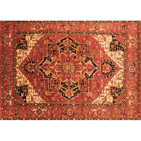 Ahgly Company Indoor Rectangle Oriental Orange Industrial Area Rugs, 3' x 5'