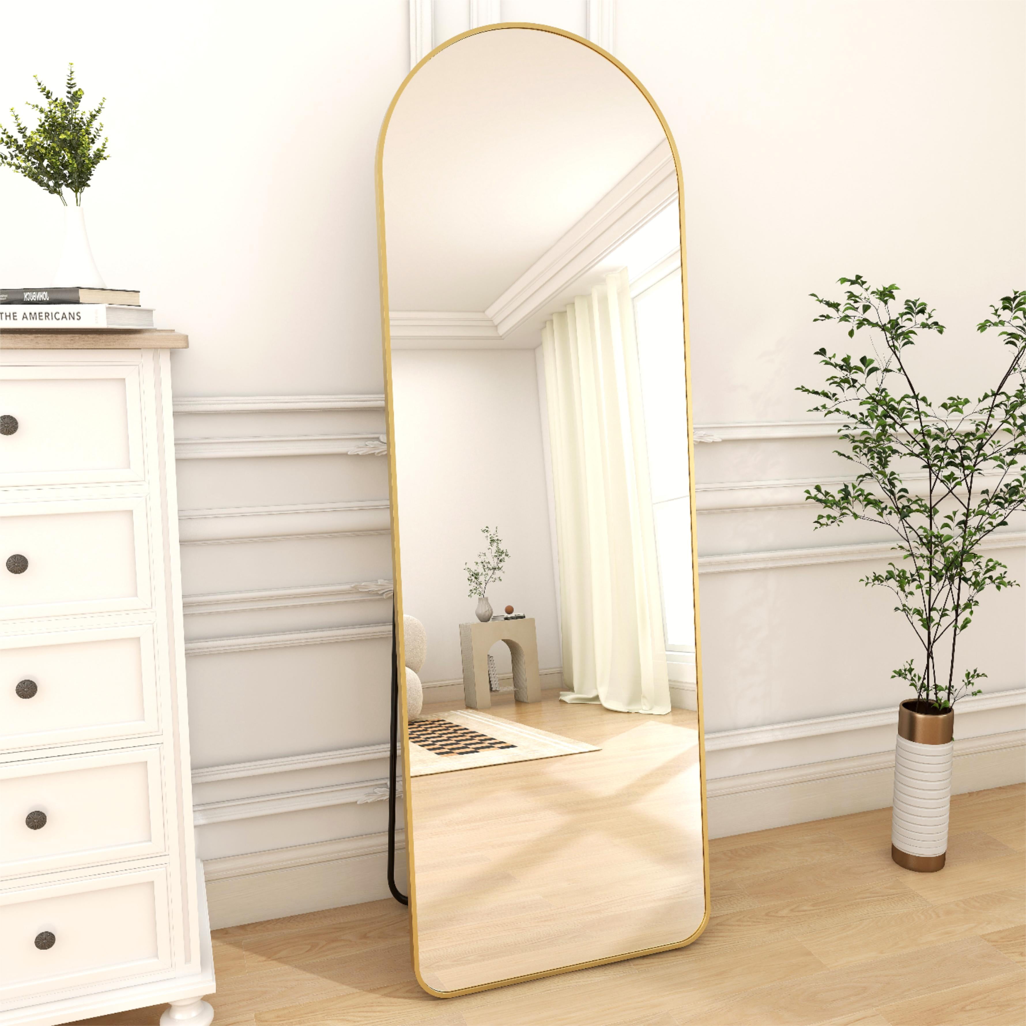 GLSLAND Full Length Mirror 22 x 65 Rounded Floor Mirror Standing Hanging  or Leaning Against Wall for Dressing Room, Bedroom, Gold
