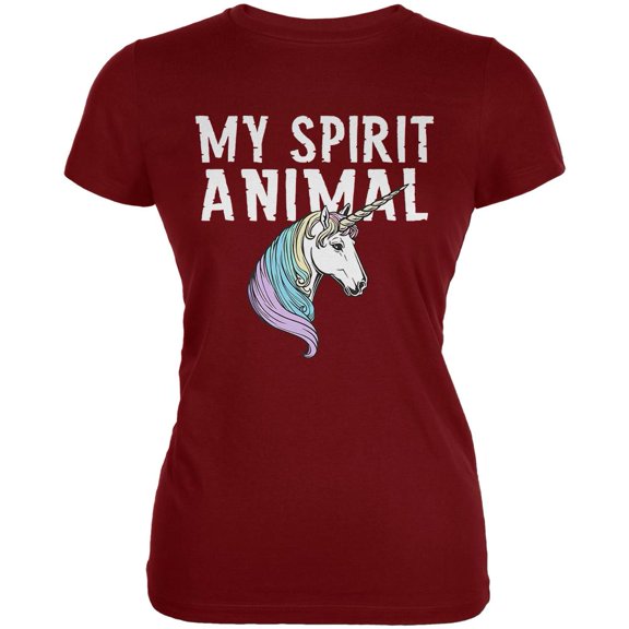 My Spirit Animal Unicorn Juniors Soft T Shirt Garnet Red SM