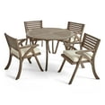 thumbnail image 6 of Jordy Outdoor 5 Piece Acacia Wood Dining Set with Round Table, Gray, Crème, 6 of 6