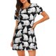 thumbnail image 1 of Balery Cute Cartoon Polar Bear Camisón de manga corta con cuello redondo para mujer, cómodo y elegante., 1 of 6