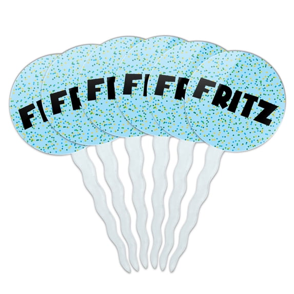Fritz Cupcake Picks Toppers - Set of 6 - Blue Speckles