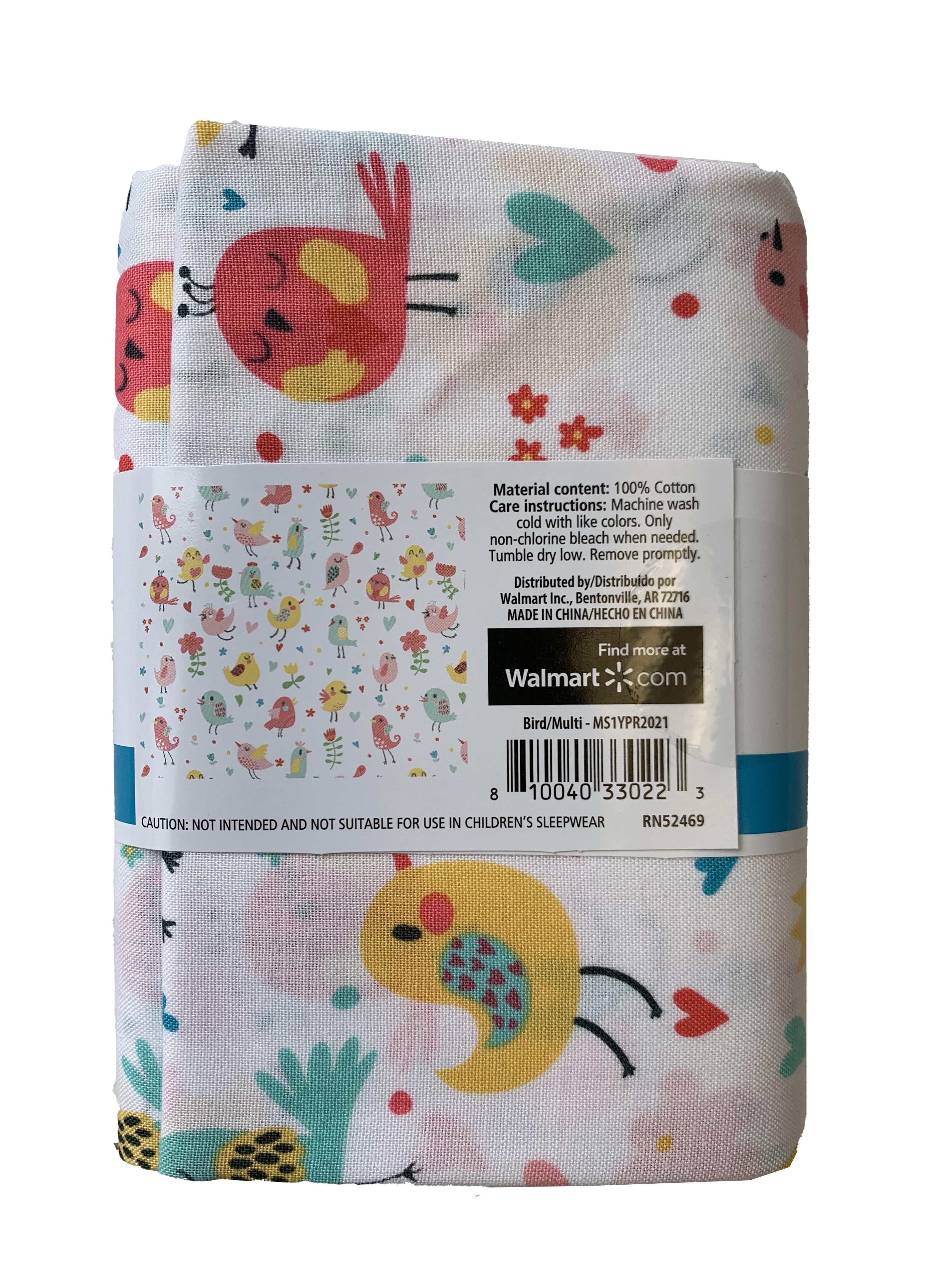 Mainstays 44" x 1 yard 100% Cotton Bird Craft Fabric, Multi-color