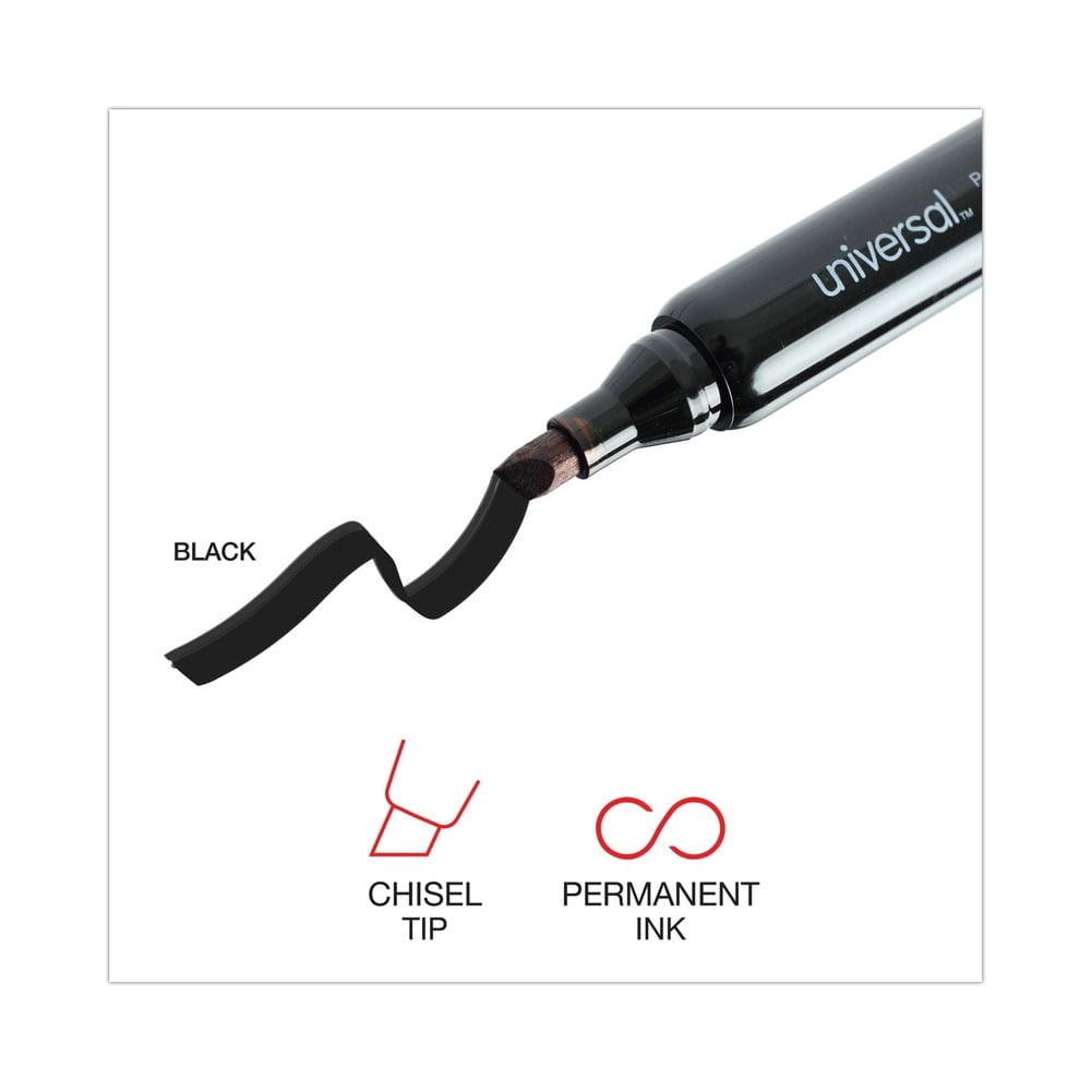 Broad Chisel Tip Permanent Marker Value Pack - Black (60/Pack)