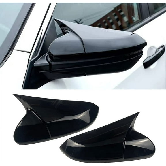 Car Ox Horn Side Rearview Mirror Cover Wing Mirror Protect Decorate Covers Auto Exterior Decoration Accessories For Honda 10th Gen Civic 2016 2017 2018 2019 2020 2021 (Bright Black) Bright Black
