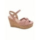 thumbnail image 1 of Sandalias de tacón corrido y plataforma con diseño de nudo y correa ajustable de unicolor para mujer, 1 of 5