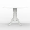 thumbnail image 4 of 5-PC - 42" Round Double Drop-Leaf Dining Table in White + White/Natural Slat Back Dining Chairs Dining Set, 4 of 10