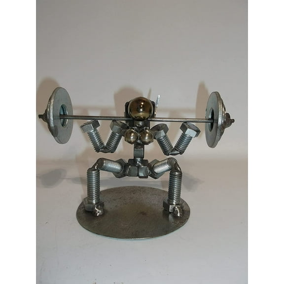 Female Squat Weight Lifter Metal Bolt Figurine