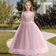 thumbnail image 2 of DHFJKG Flower Girls Satin Dresses Kids Wedding Sleeveless Backless Mesh Ball Gowns Long Dress With Bowknot Prom Formal Party Sweet Dresses, 2 of 6