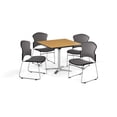 thumbnail image 2 of OFM Multi-Use Break Room Package, 42" Square Flip-Top Table with Fabric Stack Chairs, Oak Finish with Gray Seats (PKG-BRK-040), 2 of 5