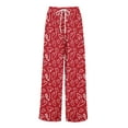 thumbnail image 3 of LWavelet Comfort Fabric Plaid Heart Wide Leg Pants Women Valentine's Day Casual Wear Red XXL, 3 of 6