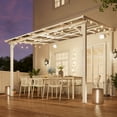 thumbnail image 2 of MEISSALIVVE 8' x 10' Hardtop Wall Mounted Gazebo Pergola, Lean-to Metal Awning with Sloped Roof, Outdoor Shelter for Patio, Deck, Backyard, White, 2 of 10