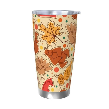 

Zeuib Autumn Animal Maple Leaves Printed 20oz Stainless Steel Insulated Car Cup Stainless Steel Thermal Cup Vacuum Insulated Leak-proof Travel Mug Cup-Without Straw